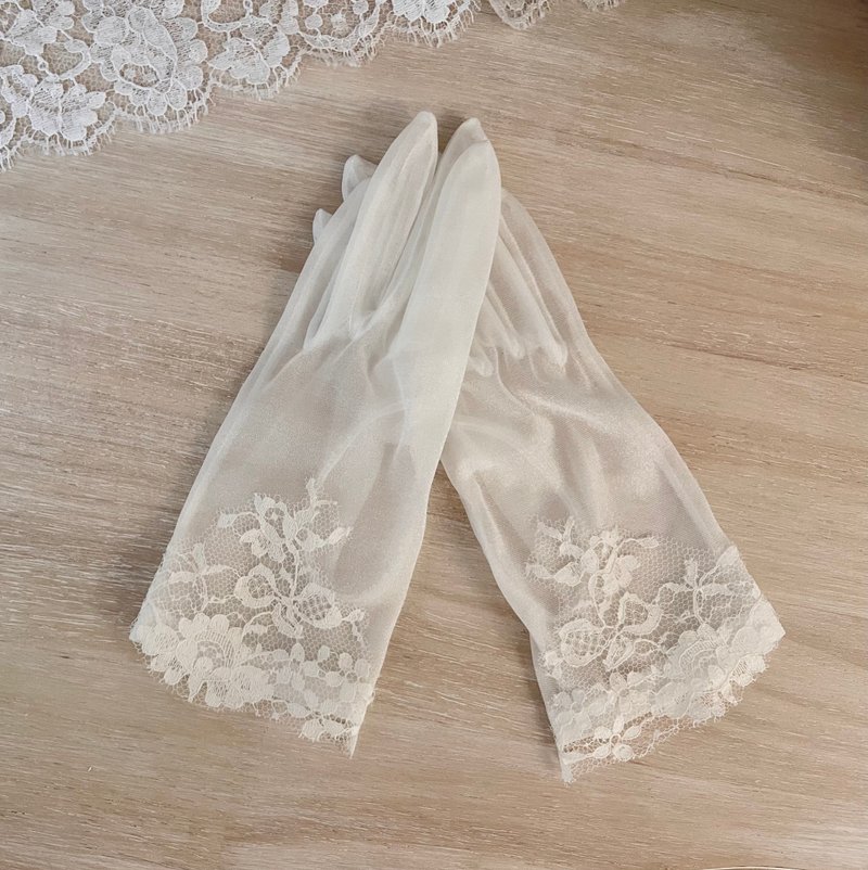Lurian Original：采用流行河边蕾丝制作而成的优雅精致的婚礼短手套 - 手套 - 其他材质 