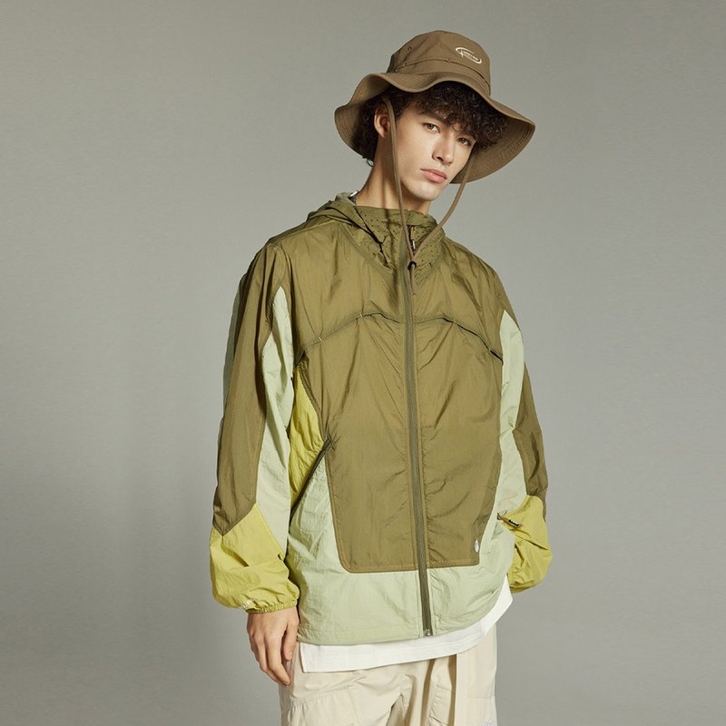 户外运动休闲防晒衣 男夏拼接凉感轻薄外套 - 男装外套 - 其他材质 绿色