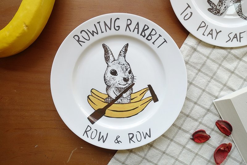 Rowing Rabbit 兔子香蕉船 餐瓷盘 (骨瓷平盘) - 盘子/餐盘/盘架 - 瓷 黄色