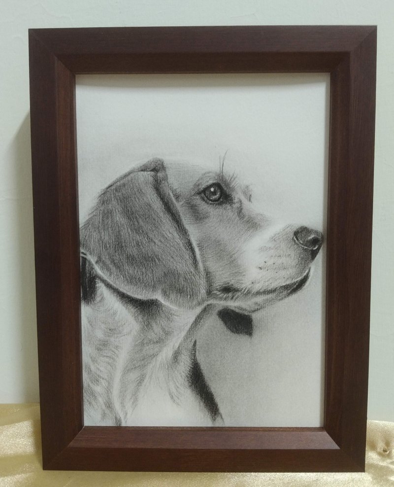摆设 / 狗 / 炭精笔画 / 原稿 / 含框 - 海报/装饰画/版画 - 纸 