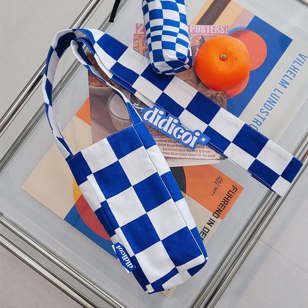 checkerboard side-bag 【blue】 - 其他 - 棉．麻 蓝色