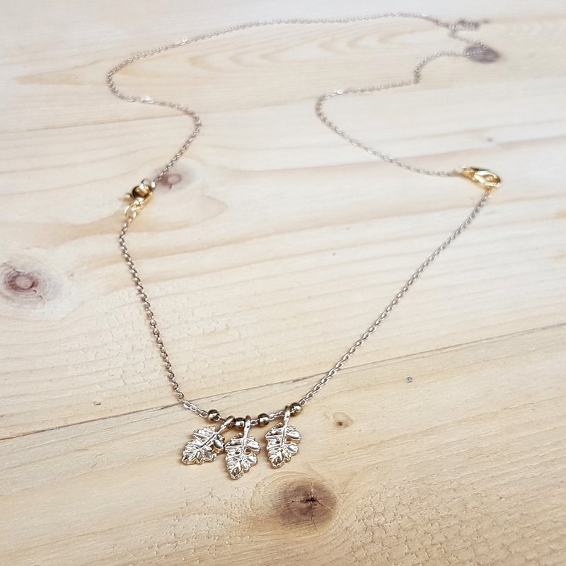 小枫叶造型项链_手链活动双用设计款    1plus1系列  - 项链 - 其他金属 卡其色