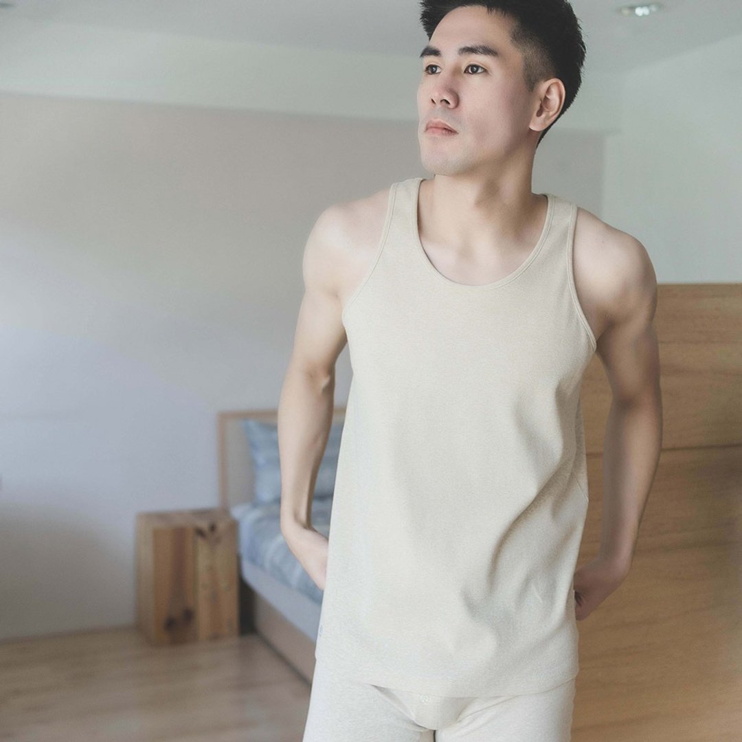 MIT有机棉素面亲肤圆领男背心-共3色/男朋友礼物/父亲节 - 居家服/睡衣 - 棉．麻 多色