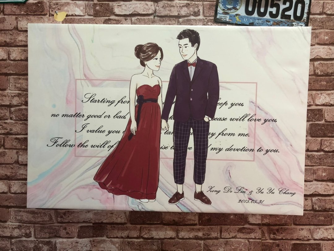垦丁婚纱照定制手绘无框画 结婚纪念礼物 房间幸福摆饰 拍婚纱 - 摆饰 - 其他材质 咖啡色