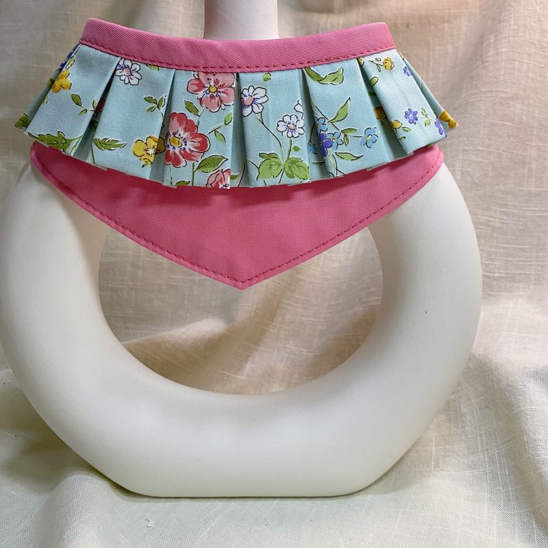 发裁手作。Facai Handmade 宠物领巾 玛格领 温柔小花_桃 - 衣/帽 - 棉．麻 红色