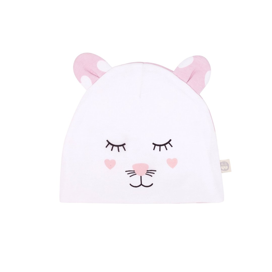澳洲Kippins有机棉婴儿帽- 凯蒂小猫(Kitty Beanie) - 婴儿帽/发带 - 棉．麻 粉红色