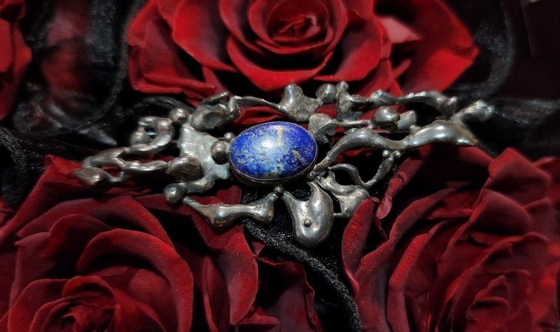 纯银青金石欧美古董胸针【毕业礼物】圣诞礼盒 - 胸针 - 纯银 蓝色