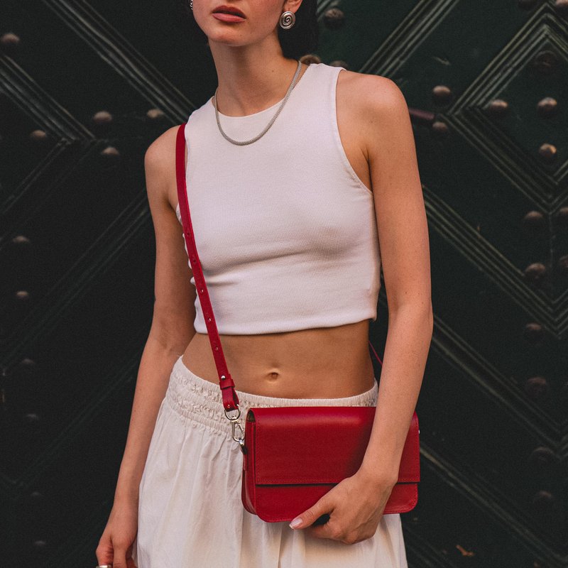 经典皮革肩包 - 每日优雅的永恒配饰 - 手提包/手提袋 - 真皮 红色