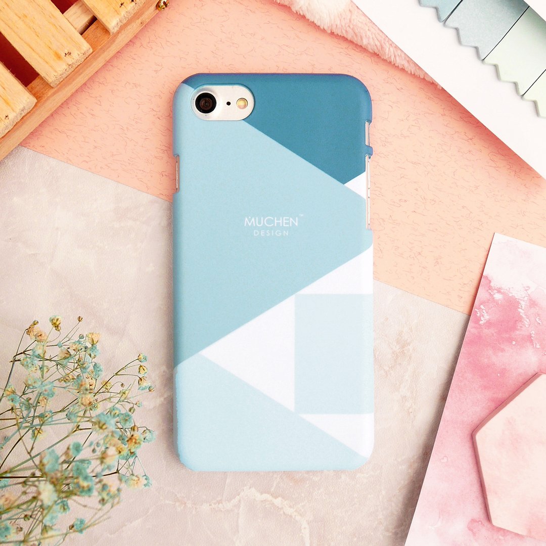 水蓝几何方块(iPhone.Samsung, HTC, Sony.华硕手机壳保护套) - 手机壳/手机套 - 塑料 蓝色