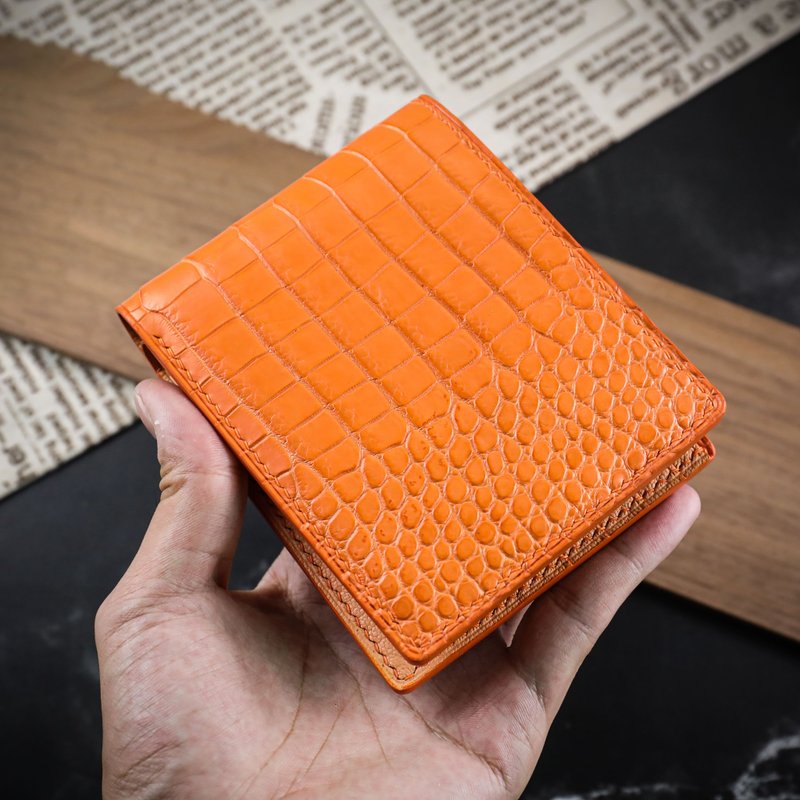 【皮夹、银包、钱包、短夹】美洲鳄鱼皮  刻字 图案 Mister手作 - 表带 - 真皮 多色