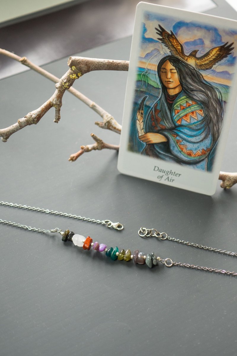 原石项链，925 纯银，Pantone 色系 2026，舞动云彩，白玛瑙 - 项链 - 水晶 多色