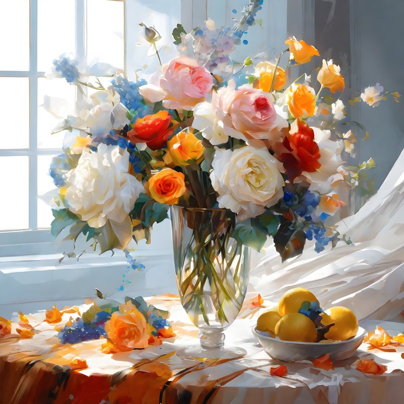 水彩画、油画、原创艺术、花束、墙壁艺术 - 电子手绘真人画像/绘画/插画 - 其他材质 