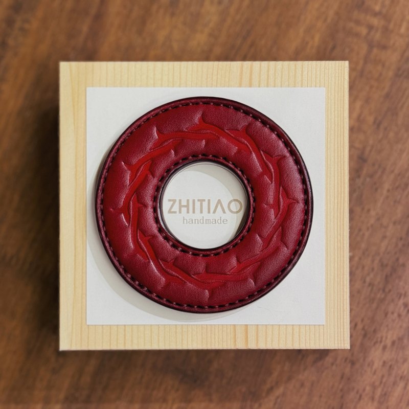 原创手工制作牛皮剑道刀镡 披荆斩棘 红色 剑锷 Tsuba - 运动配件 - 真皮 红色