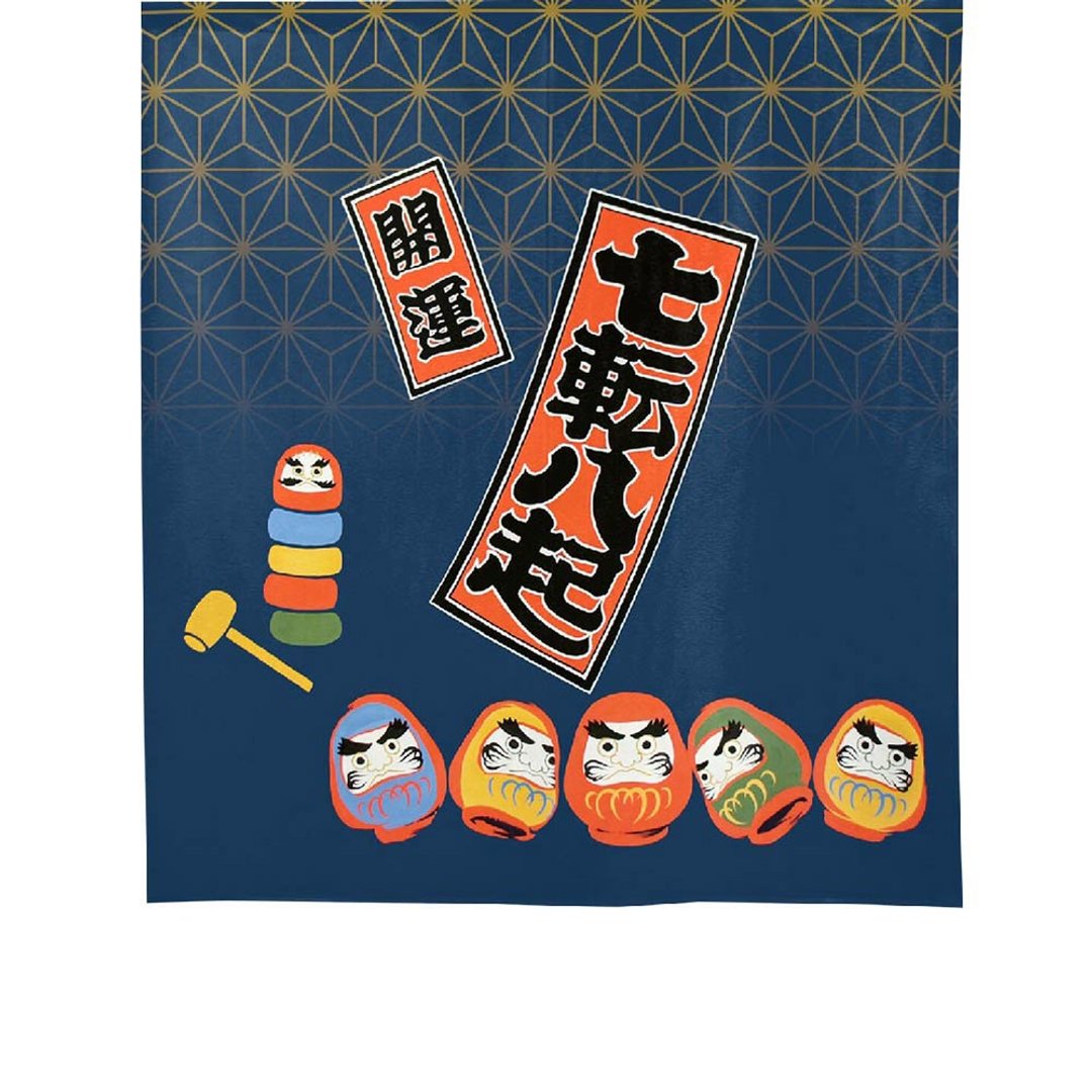 日本制コスモ中门帘 达摩七福神 幸运蓝 - 门帘/门牌 - 聚酯纤维 