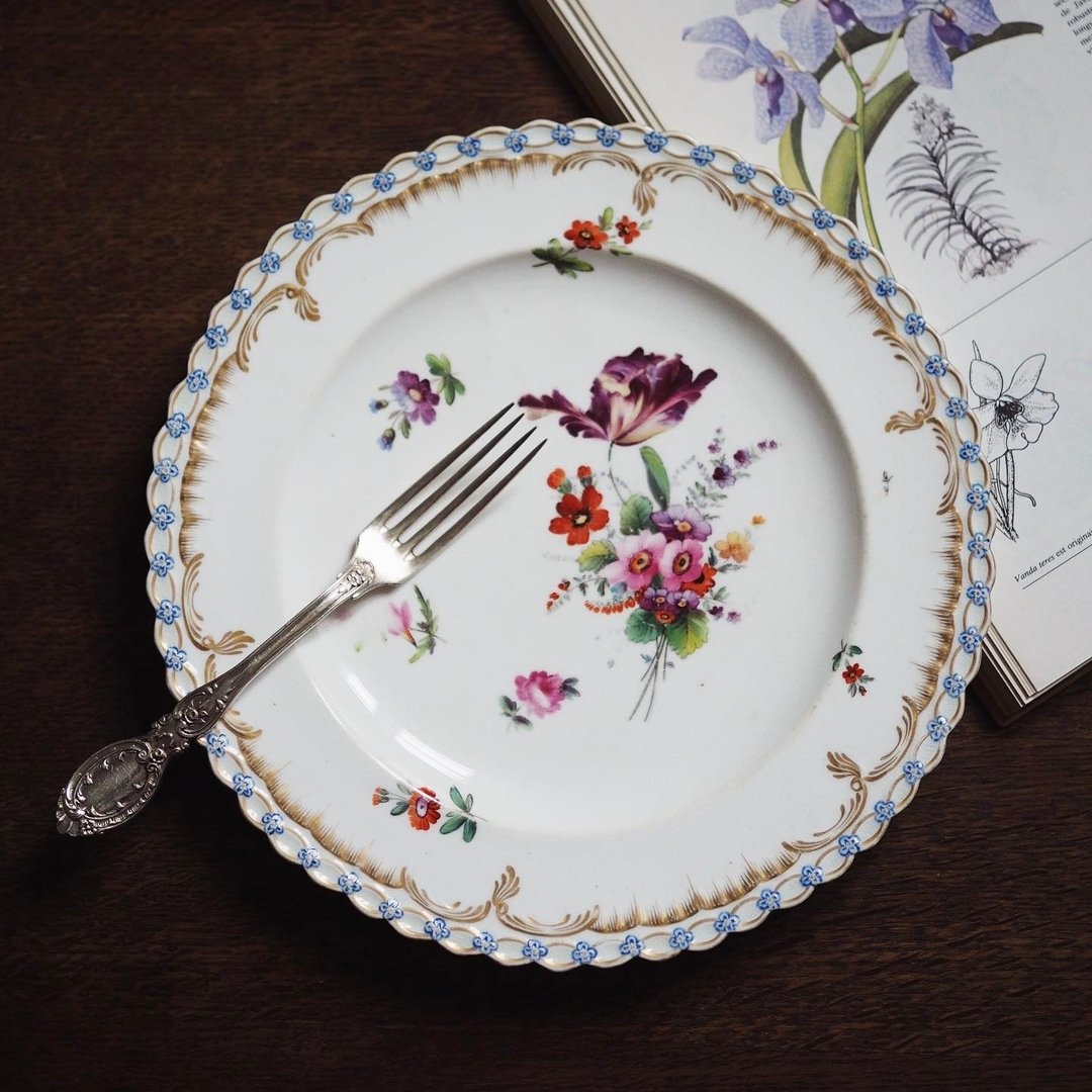 1820年 罕有英国古董 Coalport Feltspar大盘 / 碟 - 盘子/餐盘/盘架 - 陶 多色