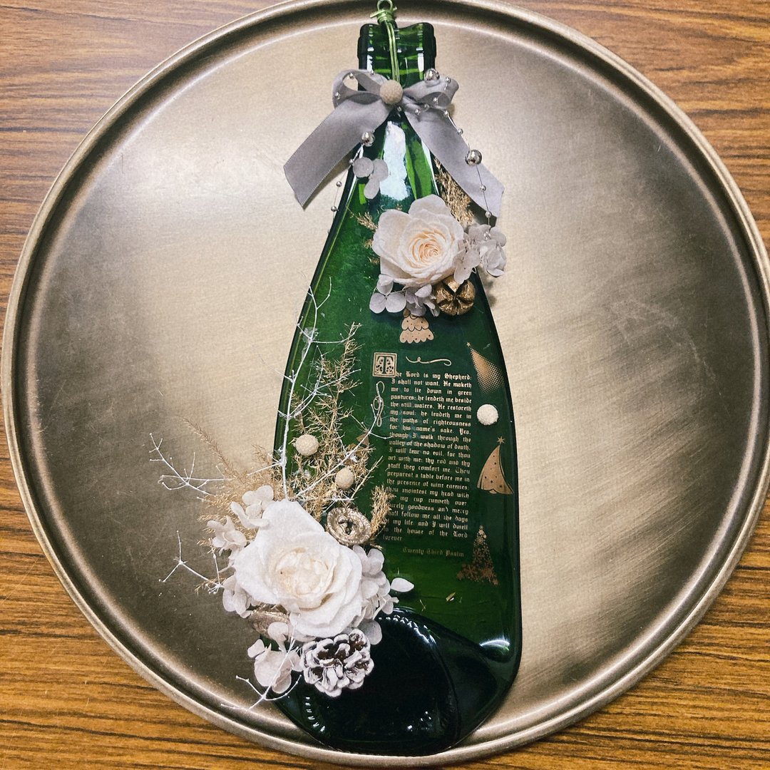圣诞礼物 祝福圣经主祷文烫金 酒瓶永生花挂饰 - 摆饰 - 植物．花 