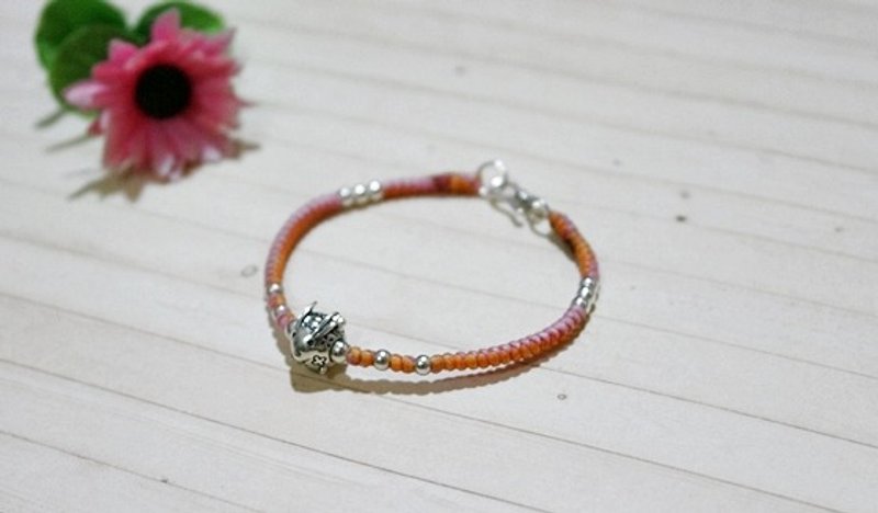 手编蚕丝蜡线X银饰_迷你兔 //可以自选颜色// -限量*1-  #生肖 - 手链/手环 - 蜡 粉红色