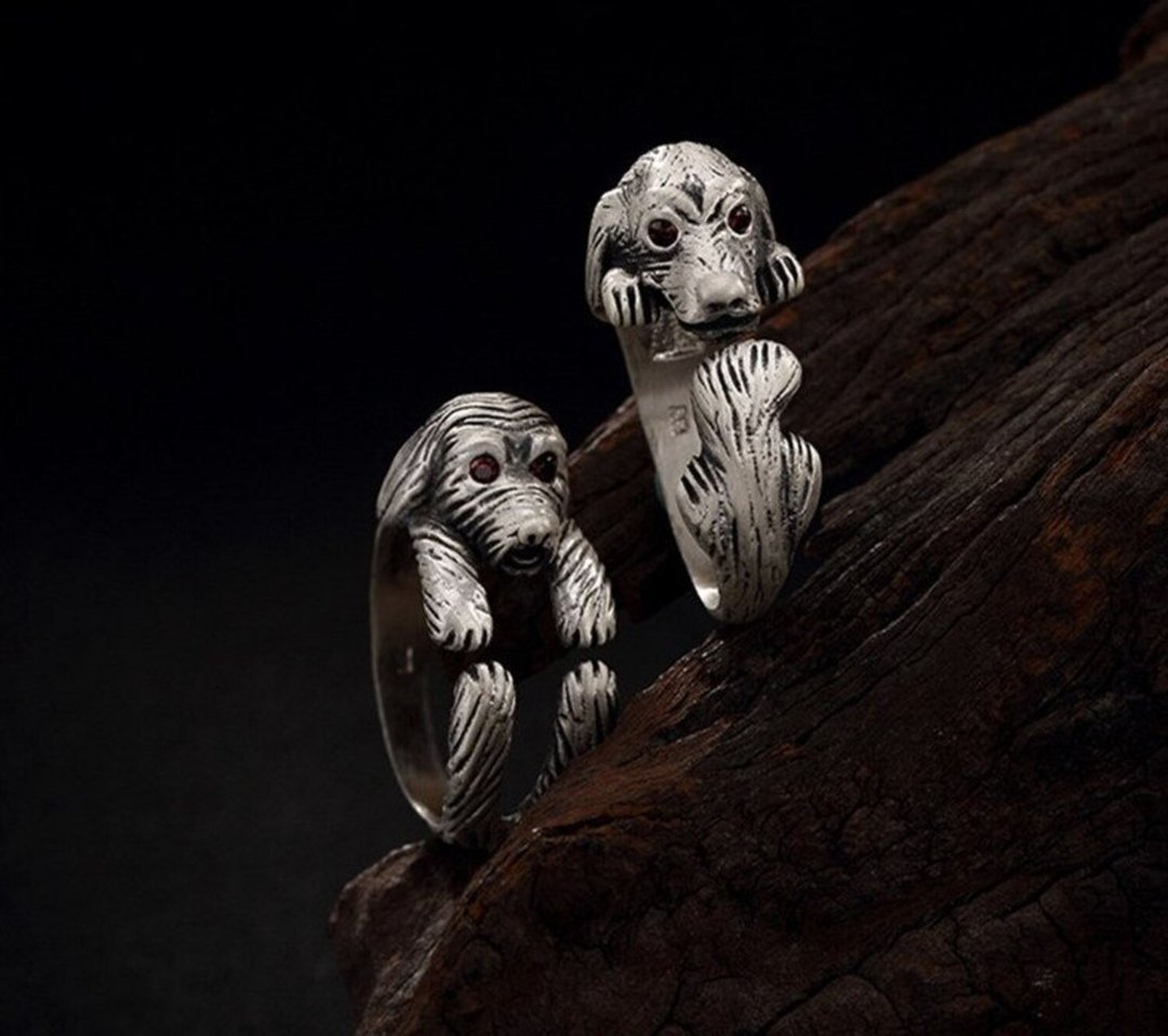 Real 990 Silver Fine Jewelry Women Vintage Vulcanized Silver Open Finger Rings - 戒指 - 纯银 银色