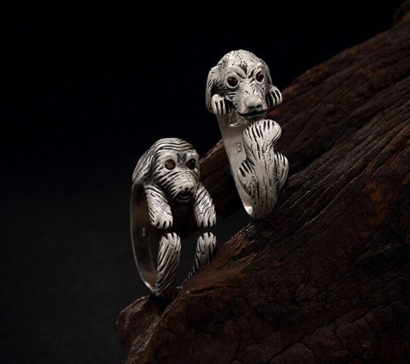 Real 990 Silver Fine Jewelry Women Vintage Vulcanized Silver Open Finger Rings - 戒指 - 纯银 银色