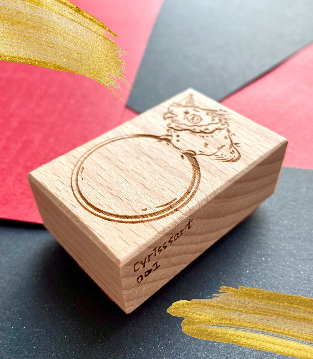 【人生马戏团系列】【红脸鸡尾】木印章  插画 手帐素材 - 印章/印台 - 木头 