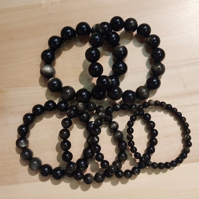 砂金黑曜石手錬 - 辟邪 , 招财水晶 - 手链/手环 - 水晶 