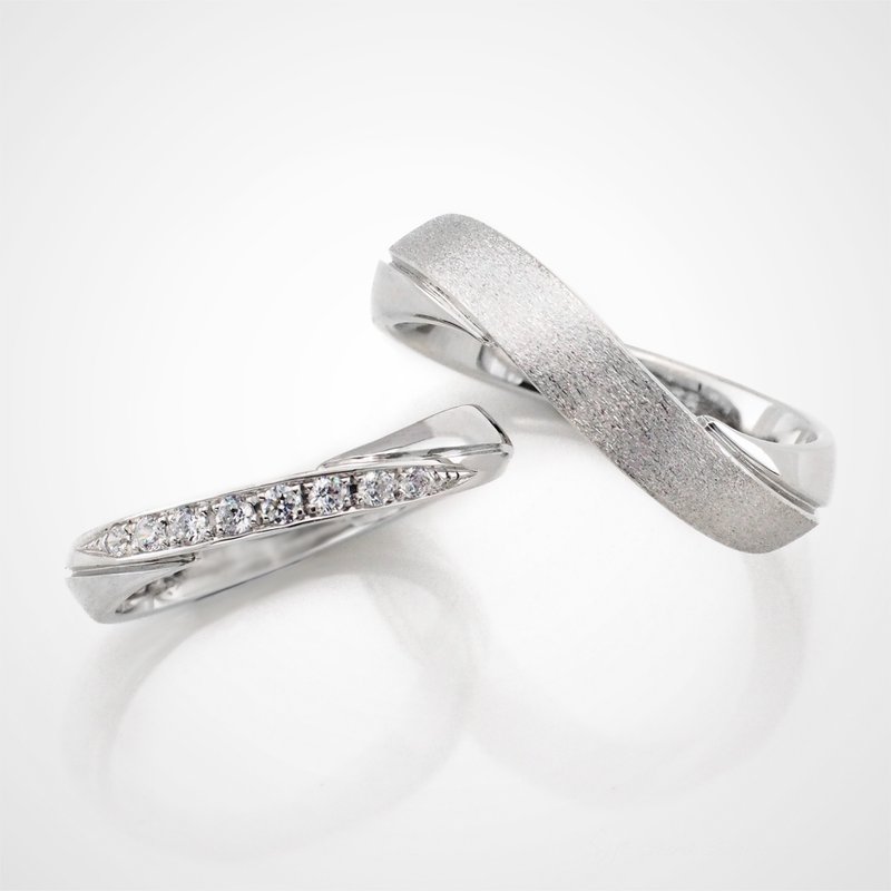 手工925纯银戒指+锆石【相遇】简约百搭结婚.求婚情侣.情侣对戒 - 对戒 - 纯银 银色