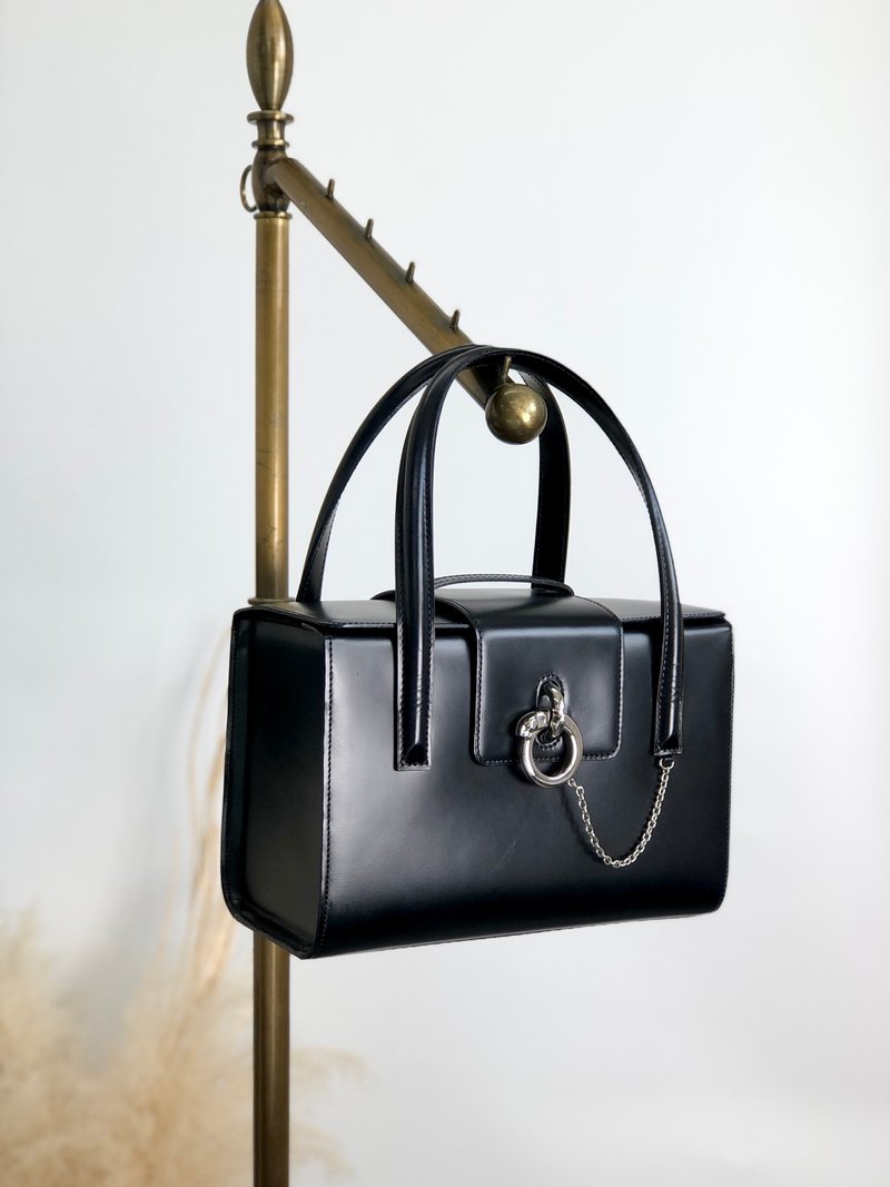 【日本直送，品牌二手包装】卡地亚手提包黑链皮盒复古老款6x7k6e - 手提包/手提袋 - 真皮 黑色