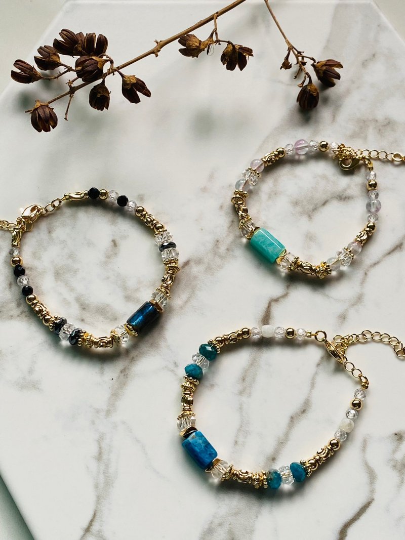 罗马假期-天河石 蓝磷灰石 黑胆石 - 手链/手环 - 半宝石 