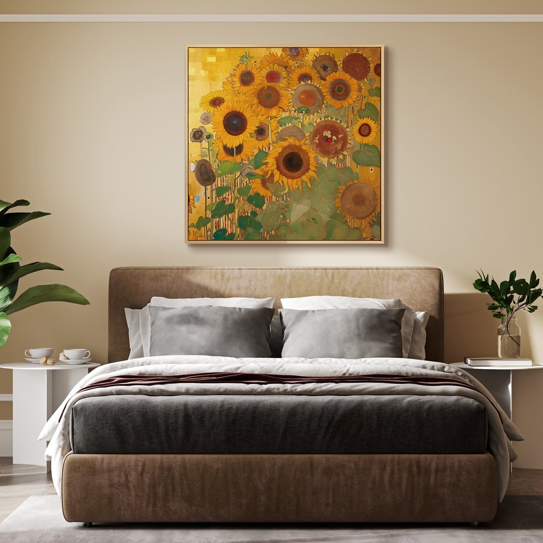 向日葵与金色的静谧II - 黄油画风向日葵挂画/植物风景/太阳花 - 海报/装饰画/版画 - 棉 橘色