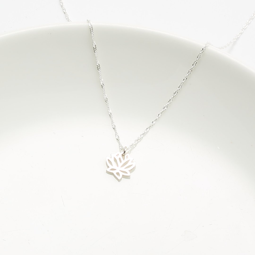 【Angel & Me】爱 莲花 Lotus s925 纯银 项链 生日 情人节 礼物 - 项链 - 纯银 银色