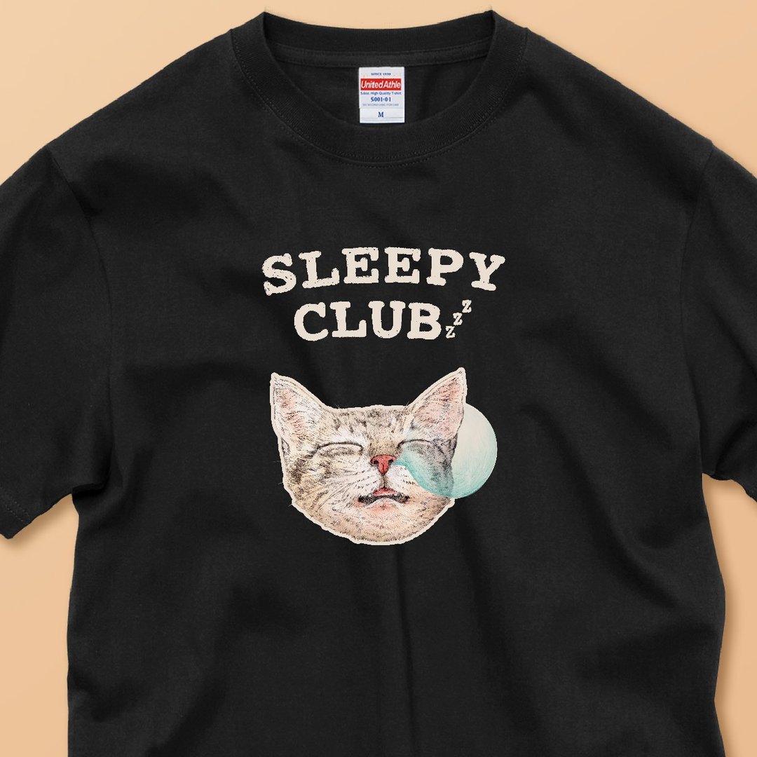 SLEEPY CLUB - CAT / 品质保证 / 经典纯棉T恤 - 女装 T 恤 - 棉 白色