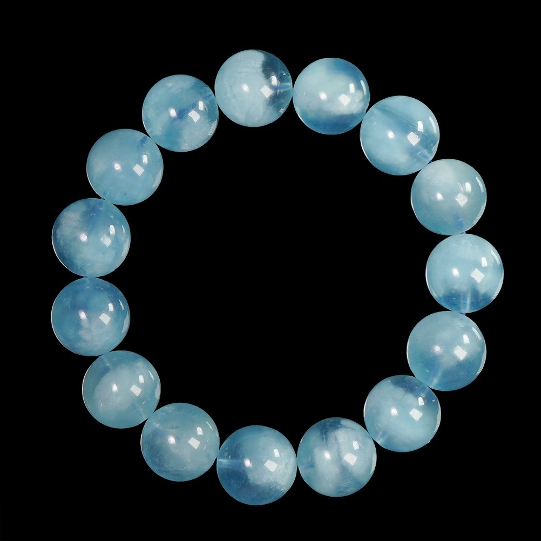 【正佳珠宝】海蓝宝 顶级猫眼海蓝宝 14.3-14.8mm 海蓝宝手珠 - 手链/手环 - 半宝石 多色