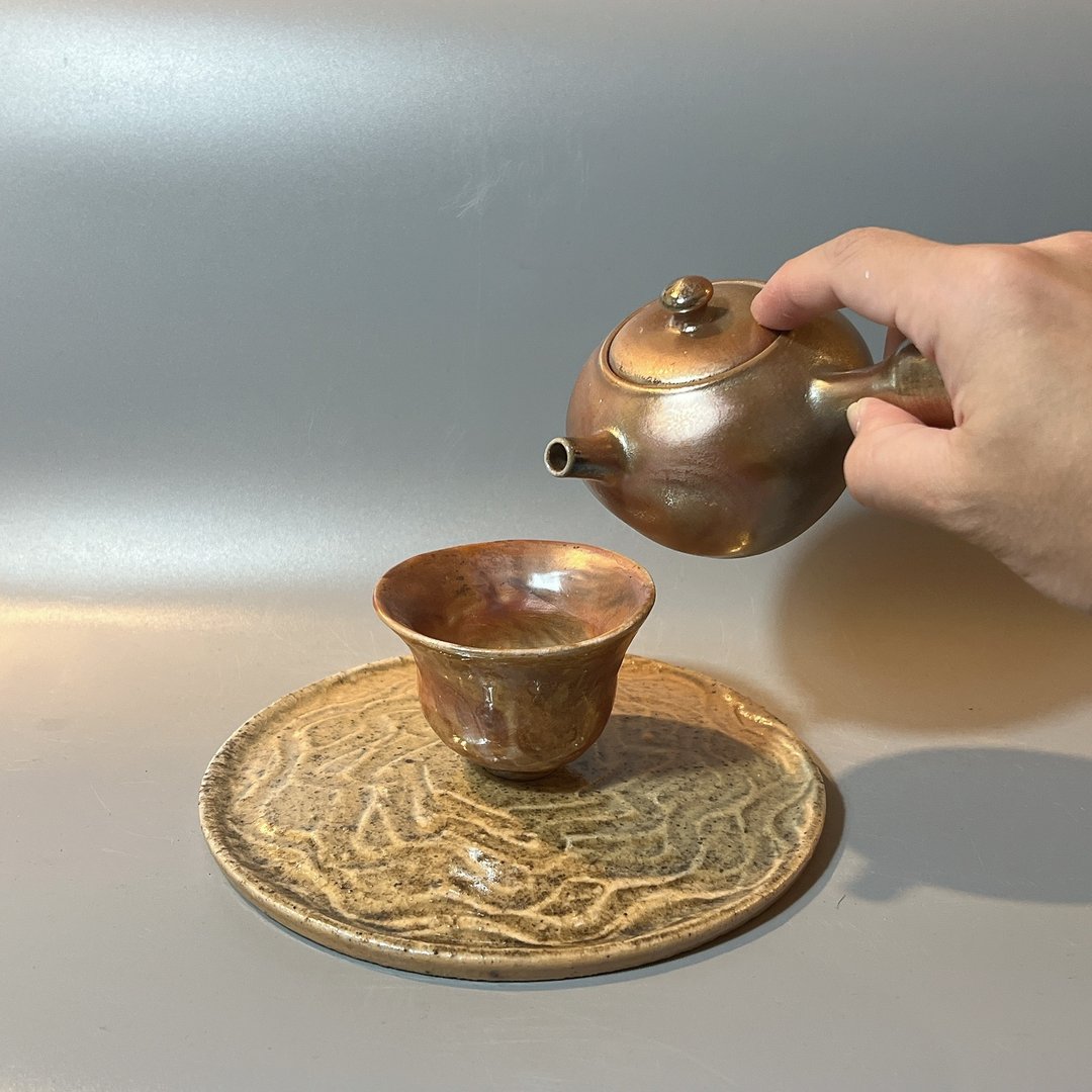 柴烧金彩玫瑰金茶壶 / 小平凡手作 - 茶具/茶杯 - 陶 