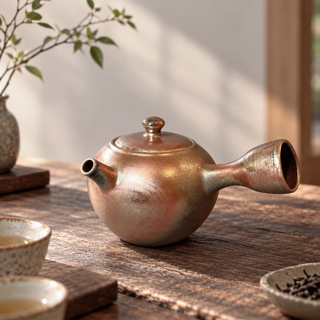 柴烧金彩玫瑰金茶壶 / 小平凡手作 - 茶具/茶杯 - 陶 