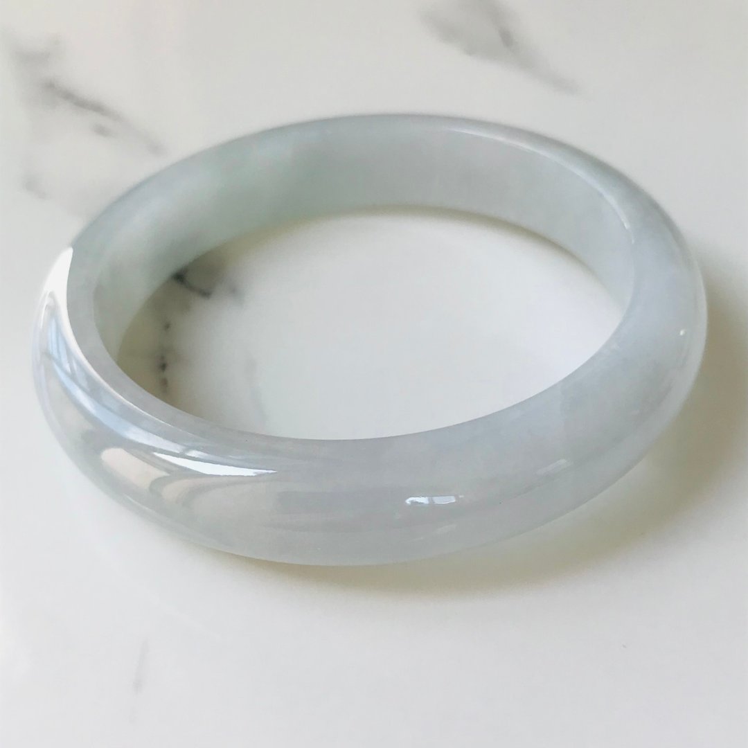 天然翡翠手镯 缅甸产 59.2mm B300-0205 - 手链/手环 - 玉石 白色