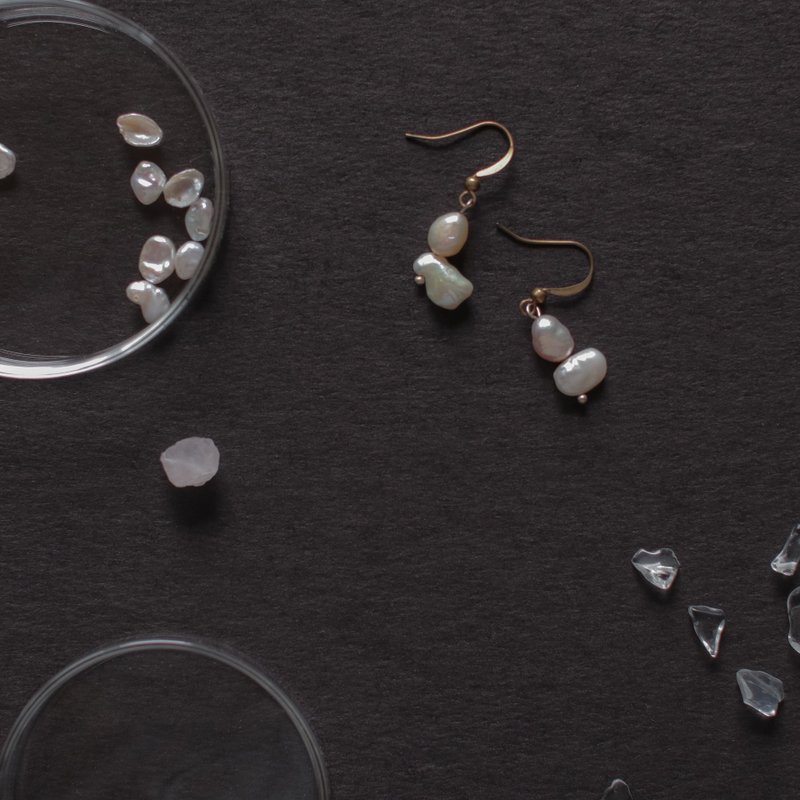 淡水珍珠耳环-目光/耳针/夹式/可定制 - 耳环/耳夹 - 珍珠 白色