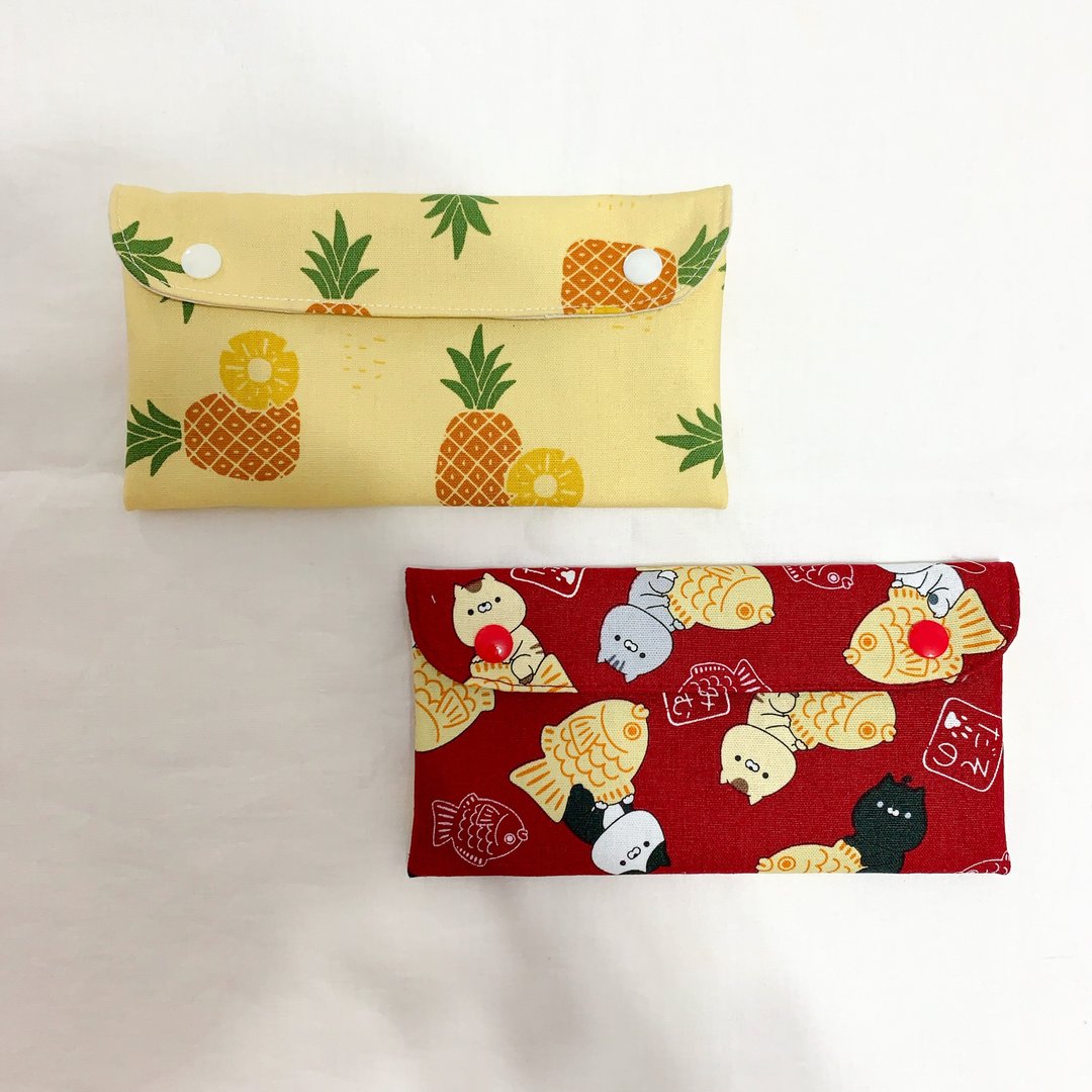 布红包袋 存折收纳袋  凤梨 猫咪雕鱼烧 新年 过年小物 - 红包/春联 - 棉 多色