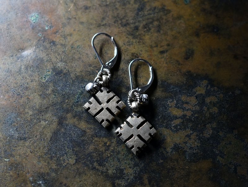 埃塞俄比亚十字与印度银铃铛耳环 - 耳环/耳夹 - 其他金属 银色