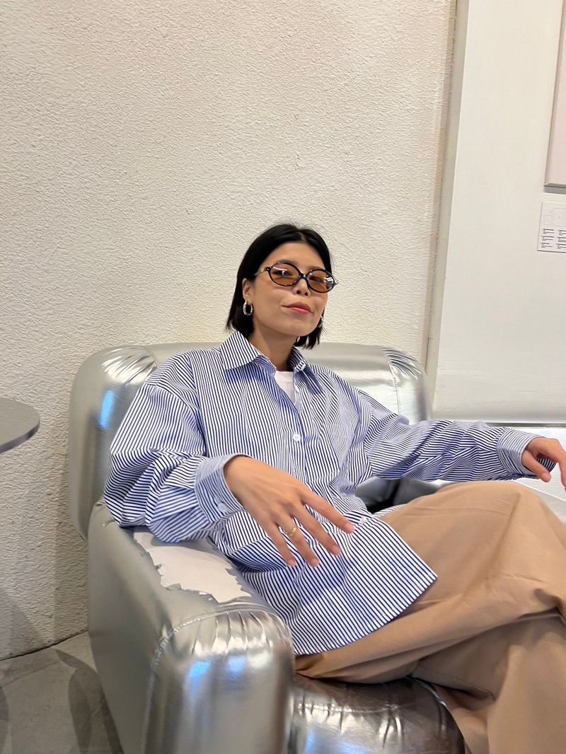 长袖宽松衬衫 - 女装衬衫 - 其他材质 蓝色