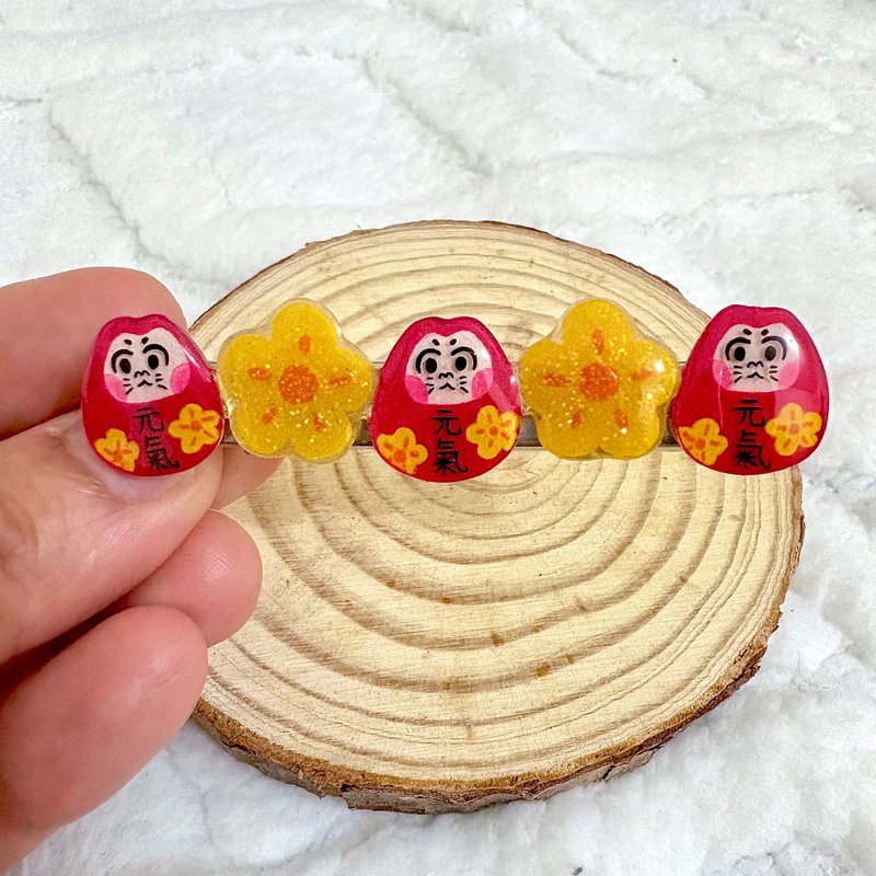 可爱元气达摩发夹 - 发饰 - 树脂 
