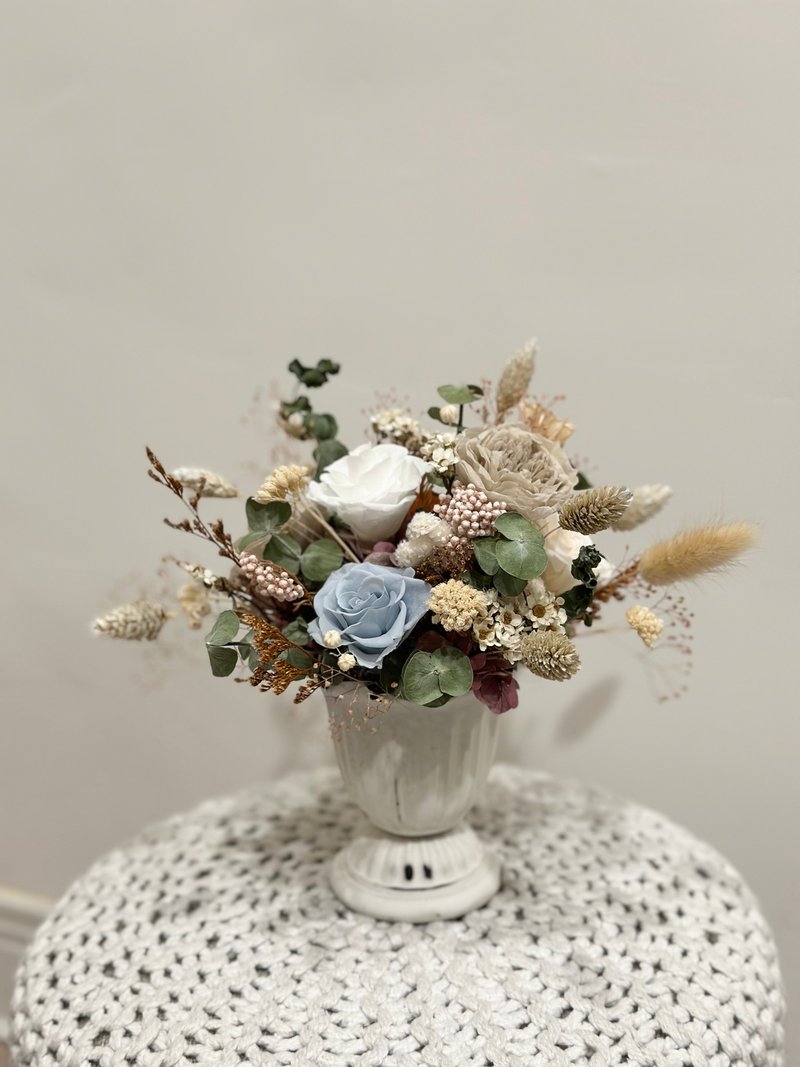 低饱和色调永生花盆花 永生桌花 侘寂风 开幕盆栽 - 干燥花/捧花 - 植物．花 橘色