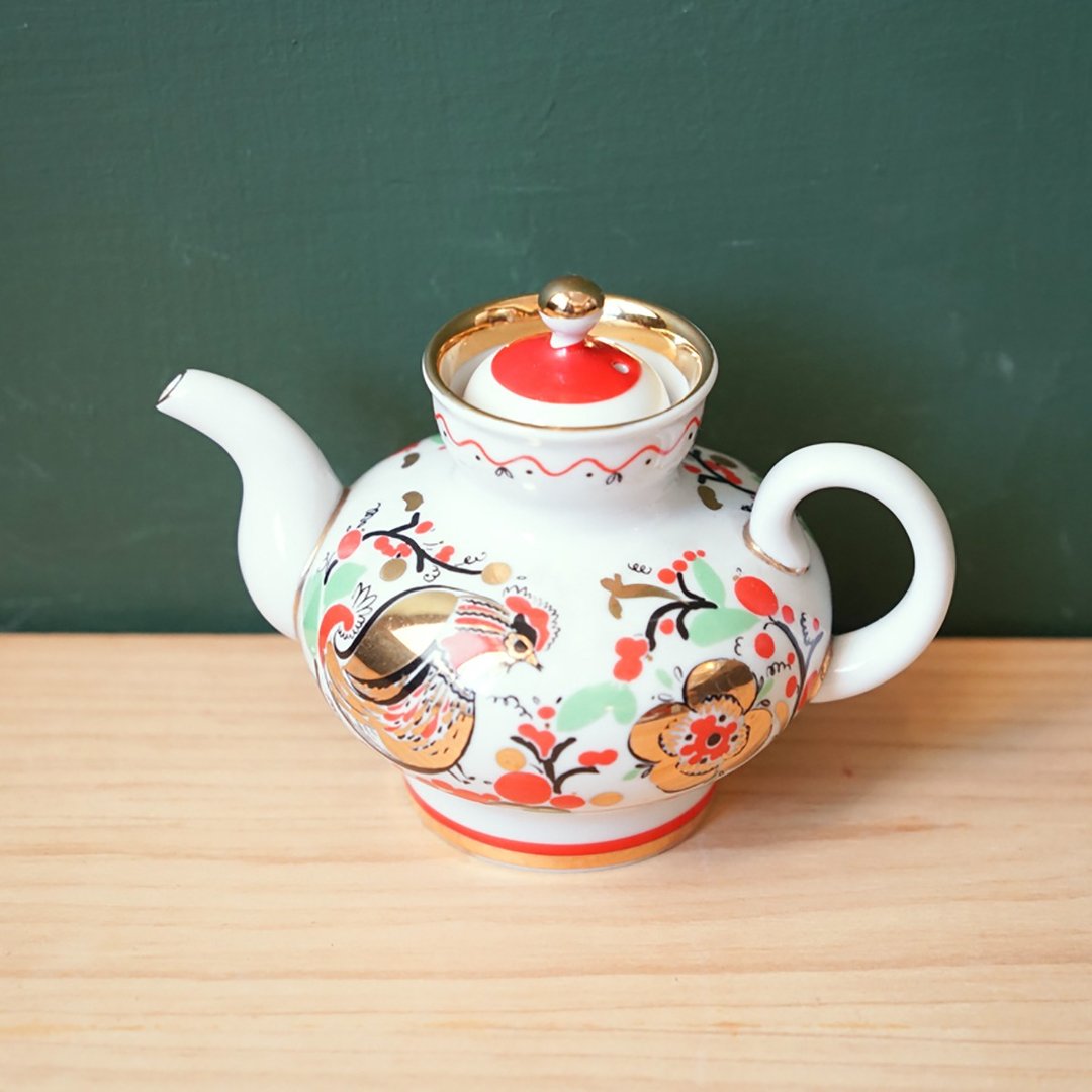 【北极二手杂货】苏联鸡图腾茶壶 USSR 前苏联时期制品 - 茶具/茶杯 - 瓷 橘色