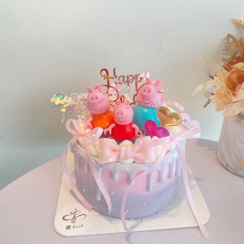 梦幻佩佩猪蛋糕 超可爱蛋糕 公仔蛋糕 粉紫色系 定制化 铄甜点 - 蛋糕/甜点 - 新鲜食材 