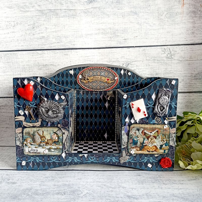 爱丽丝桌上收纳盒, 刷具收纳, 化妆品收纳, 美妆盒, 化妆品收纳 - 笔筒/笔座 - 木头 蓝色