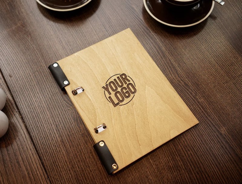 带有可自订选项的雕刻木制菜单资料夹，个性化木制菜单 - 其他 - 木头 多色
