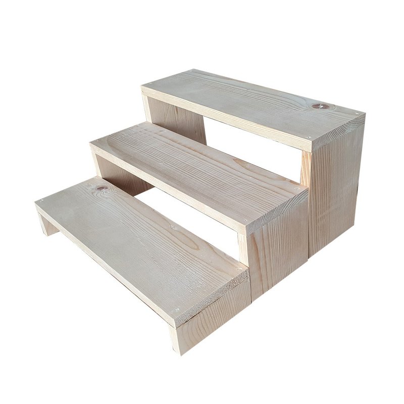 原木三层陈列架 展示架 公仔展示架 首饰展示架 CU106 - 置物架/篮子 - 木头 咖啡色