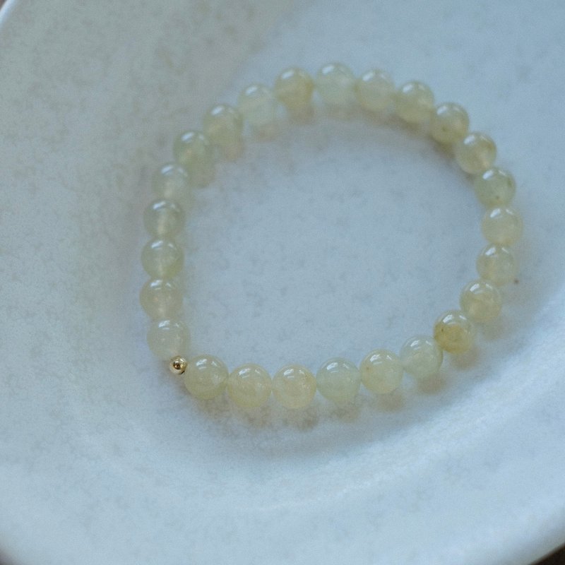 缅甸天然A货翡翠-冰起胶满色蜜糖翡翠设计手串 - 手链/手环 - 玉石 黄色