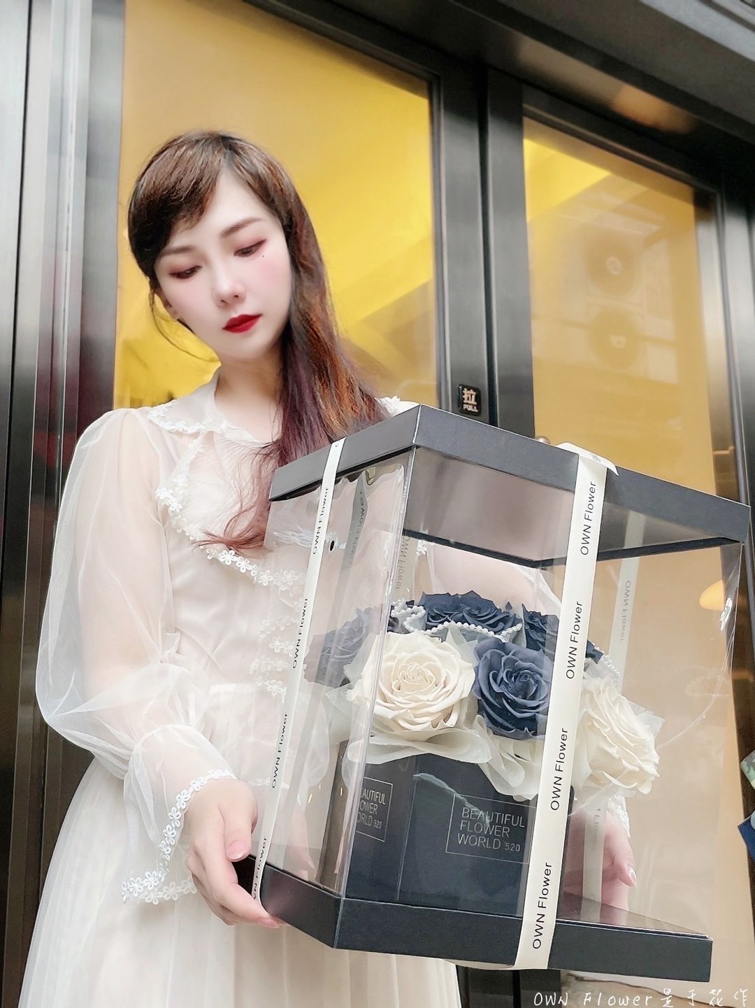 12朵/小香风永生花礼盒/厄瓜多尔尔玫瑰礼盒/永生花/不凋/情人节礼物 - 干燥花/捧花 - 植物．花 蓝色