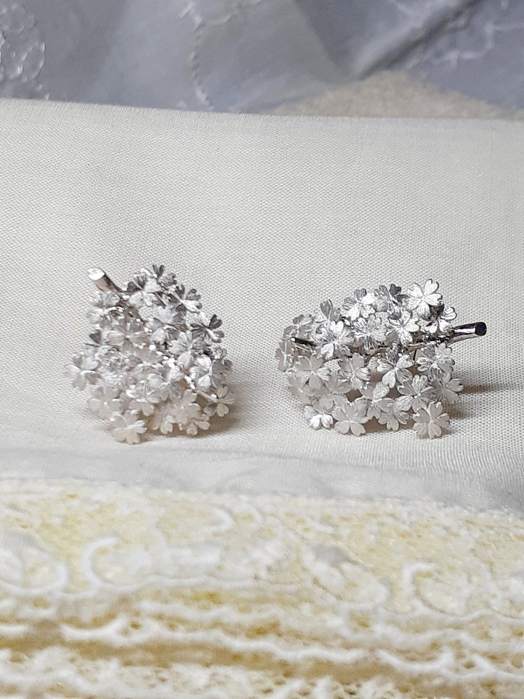 Pinkoi 代购 - 樱花耳环 b-1 - 耳环/耳夹 - 其他金属 银色