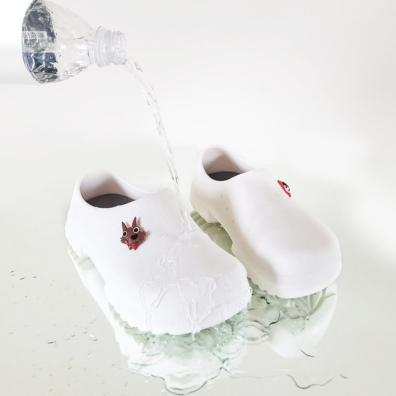 防水 情侣面包穆勒拖鞋 雨鞋-黑/白  小红帽与大野狼 台湾制 - 拖鞋 - 防水材质 多色